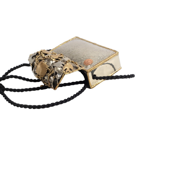 Vtg Handmade Artisan Mixed Metal Sea Life Themed Minaudiere' Evening Bag 1980's - Picture 14 of 16